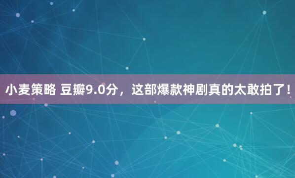 小麦策略 豆瓣9.0分，这部爆款神剧真的太敢拍了！